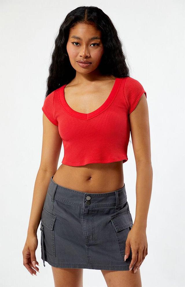 Est. PAC 1980 Women's Samantha Cropped Waffle Knit T-Shirt Product Image