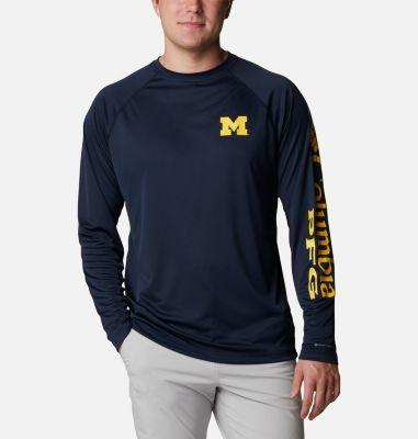 Columbia Men's Collegiate PFG Terminal Tackle Long Sleeve Shirt - Michigan- Product Image