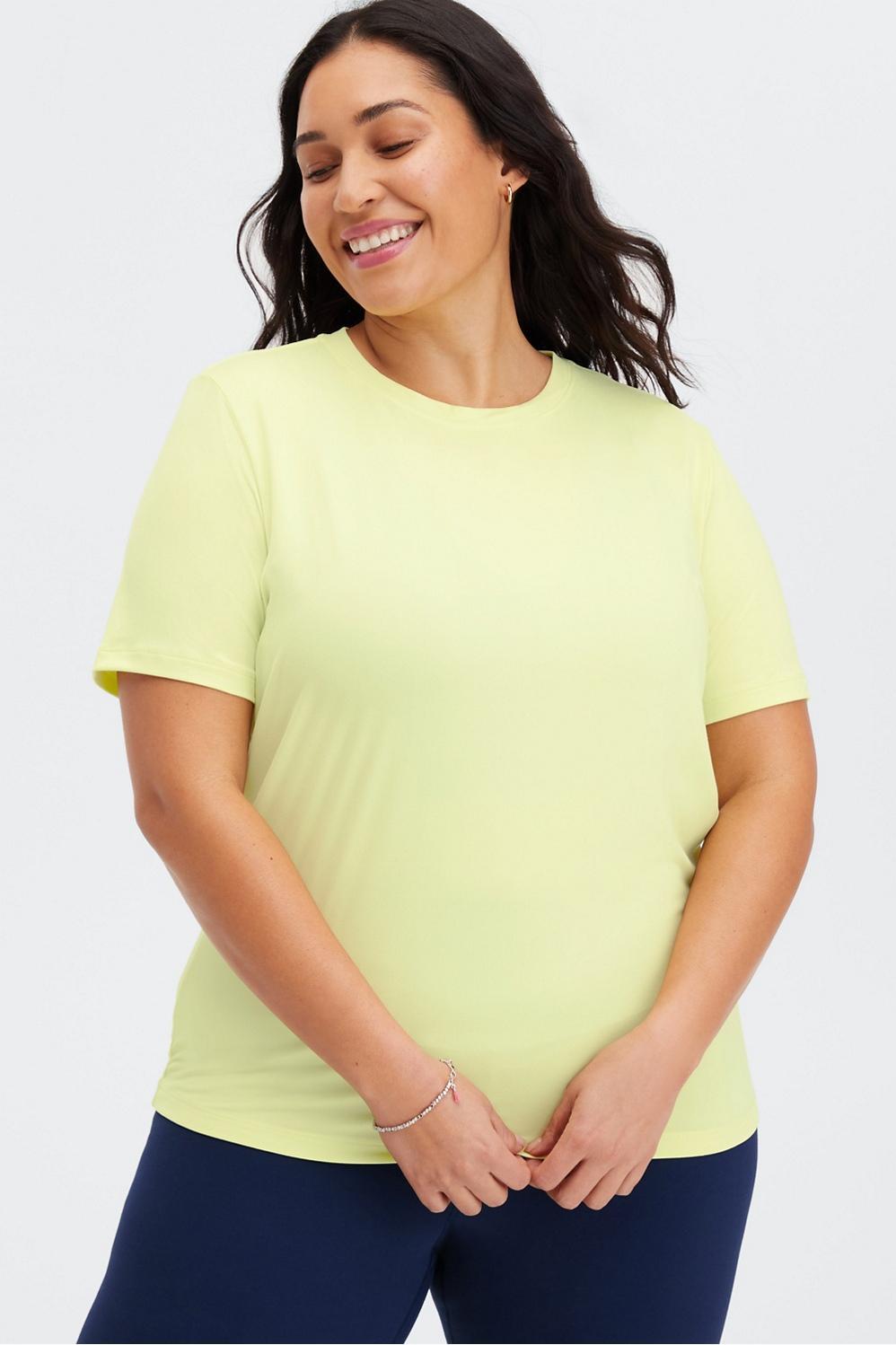 Fabletics Blake Short-Sleeve Tee Womens yellow plus Size 1X Product Image