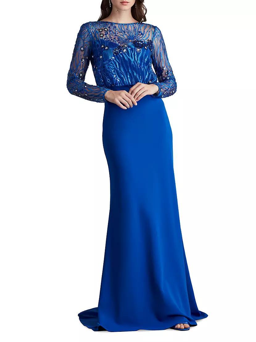 Sequined Lace Blouson Illusion Gown Product Image