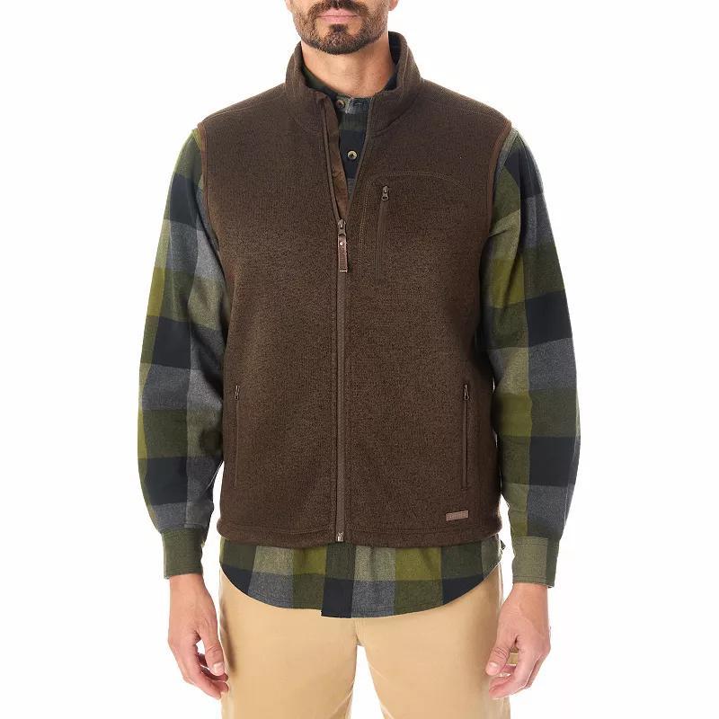 Mens Smiths Workwear Sherpa-Lined Sweater Fleece Vest Brown Grey Product Image