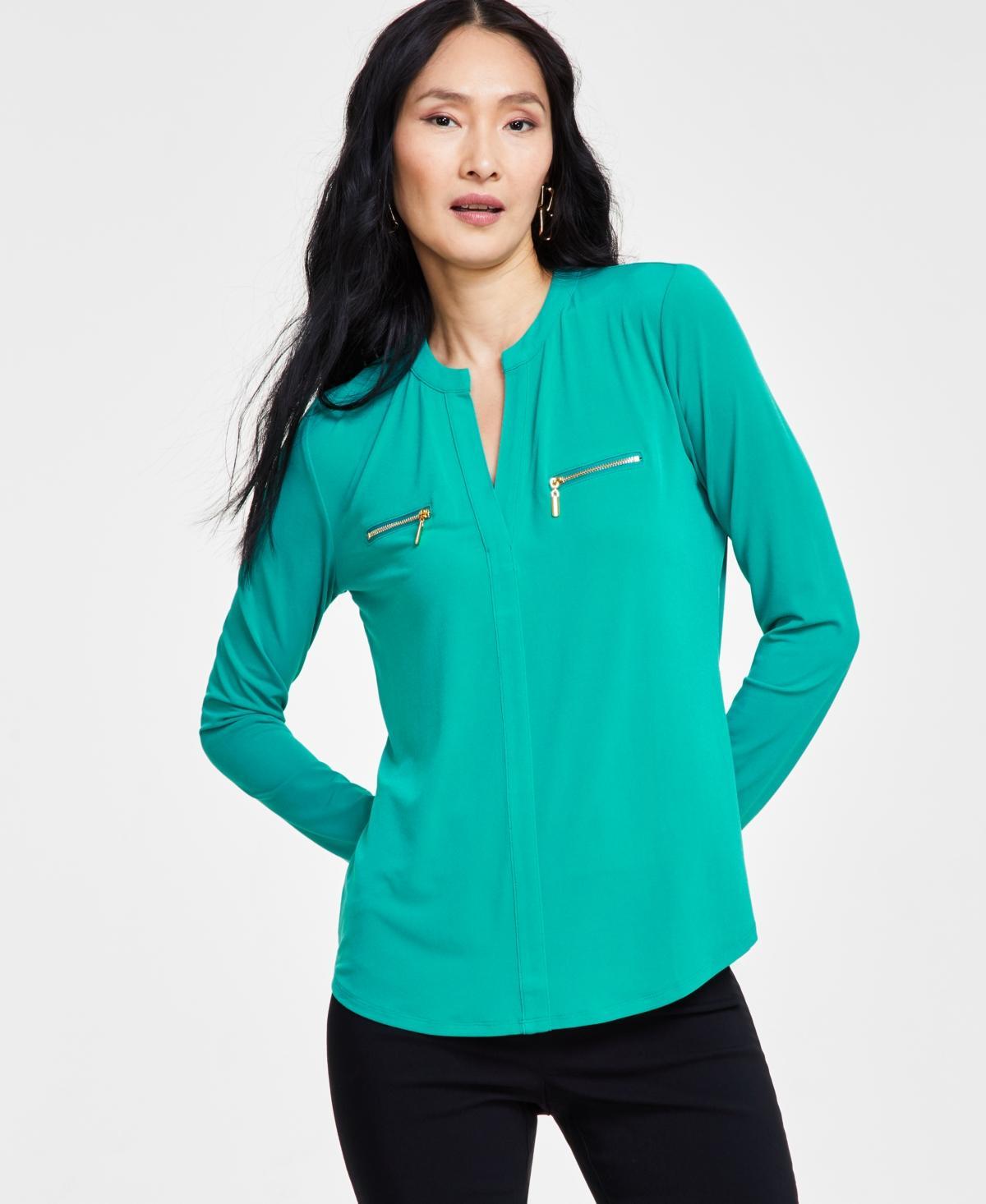 I.n.c. International Concepts Womens Zip-Pocket Blouse, Created for Macys Product Image