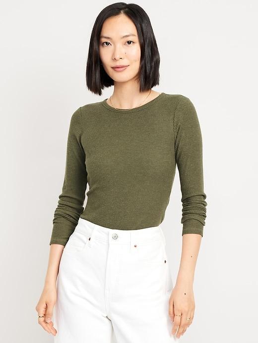 Plush-Knit Long-Sleeve T-Shirt Product Image