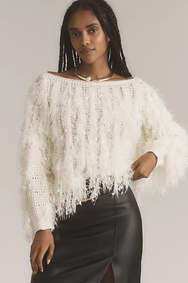 By Anthropologie Boat-Neck Shaggy Sweater Product Image