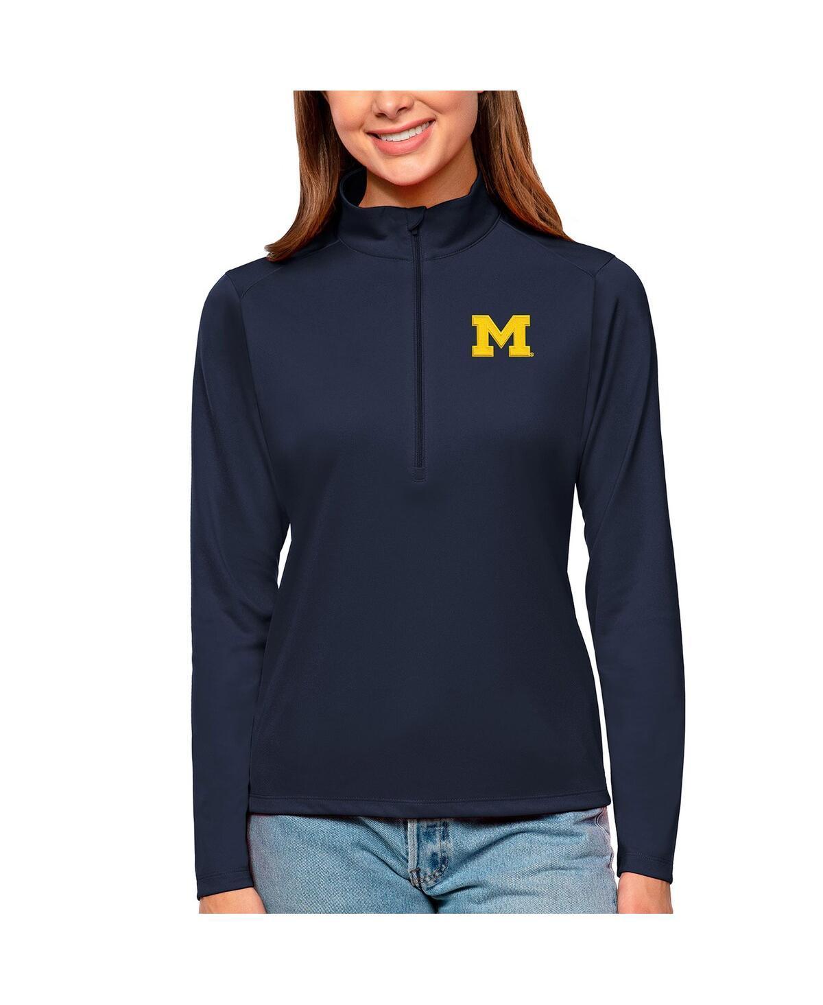 Antigua Womens Navy Michigan Wolverines Tribute Quarter-Zip Pullover Top Product Image