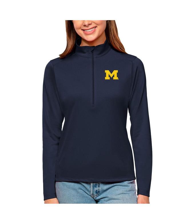 Antigua Womens Navy Michigan Wolverines Tribute Quarter-Zip Pullover Top Product Image