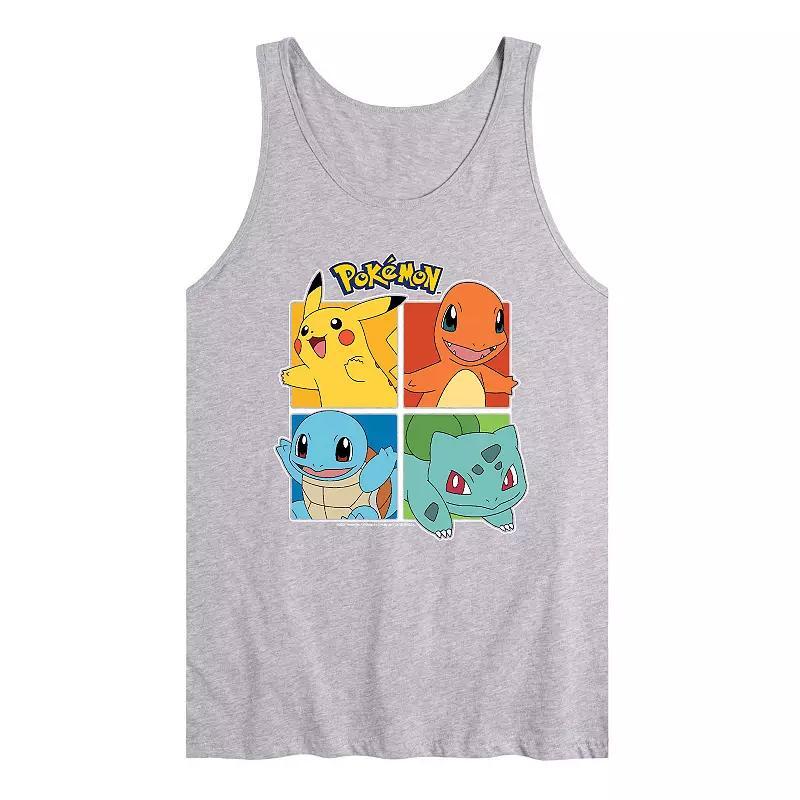 Mens Pokemon Character Squares Tank Med Grey Product Image