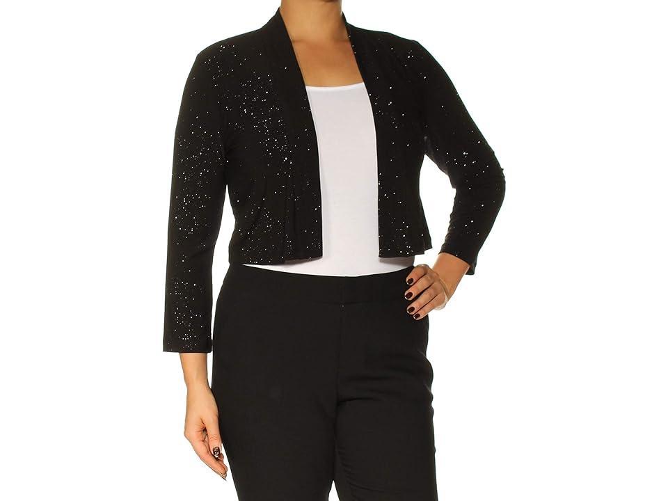 Calvin Klein Women's Three-Quarter-Sleeve Shimmer Shrug (Black 16) Women's Dress Product Image