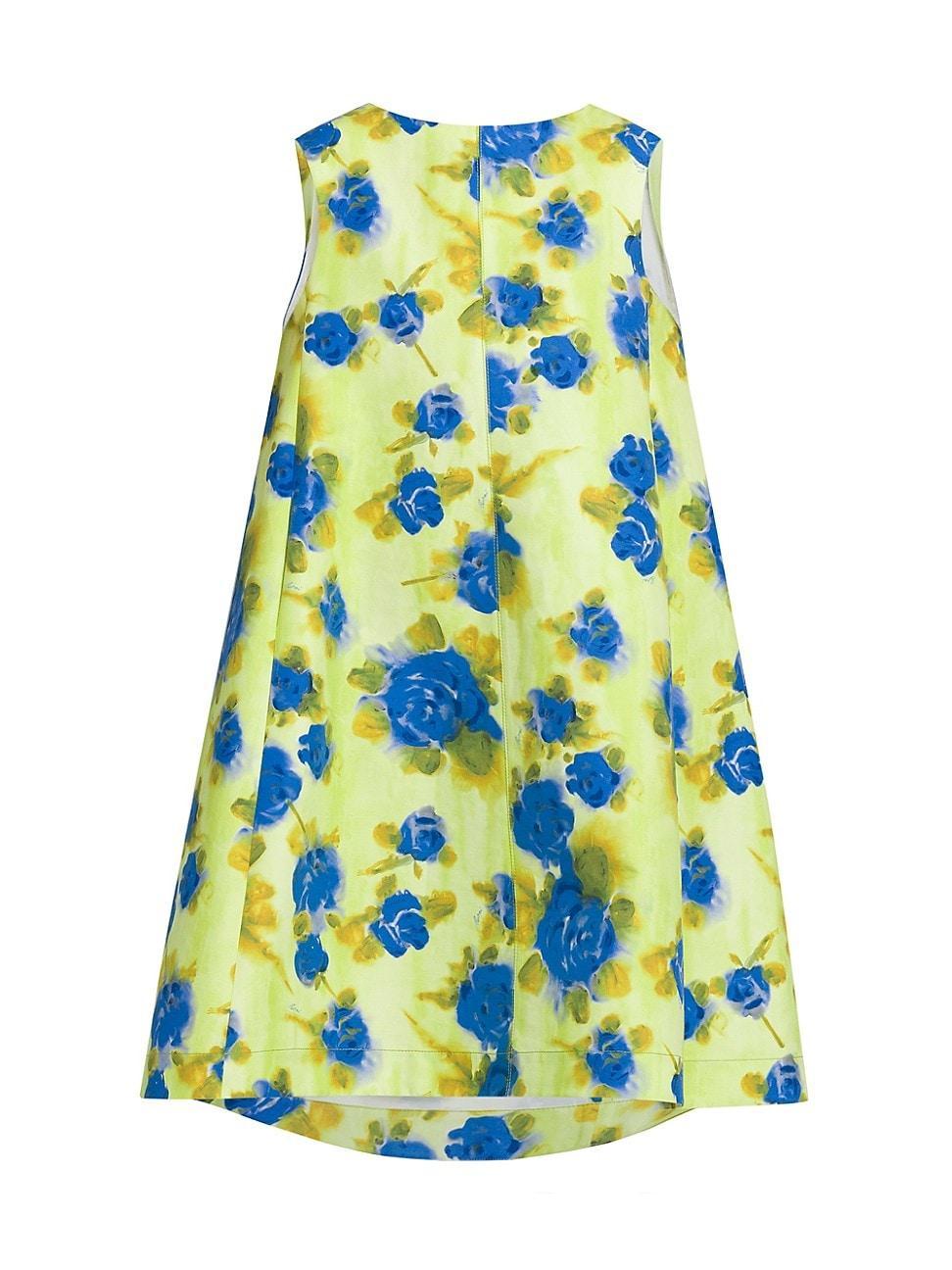 Womens A-Line Floral Cotton Midi-Dress Product Image