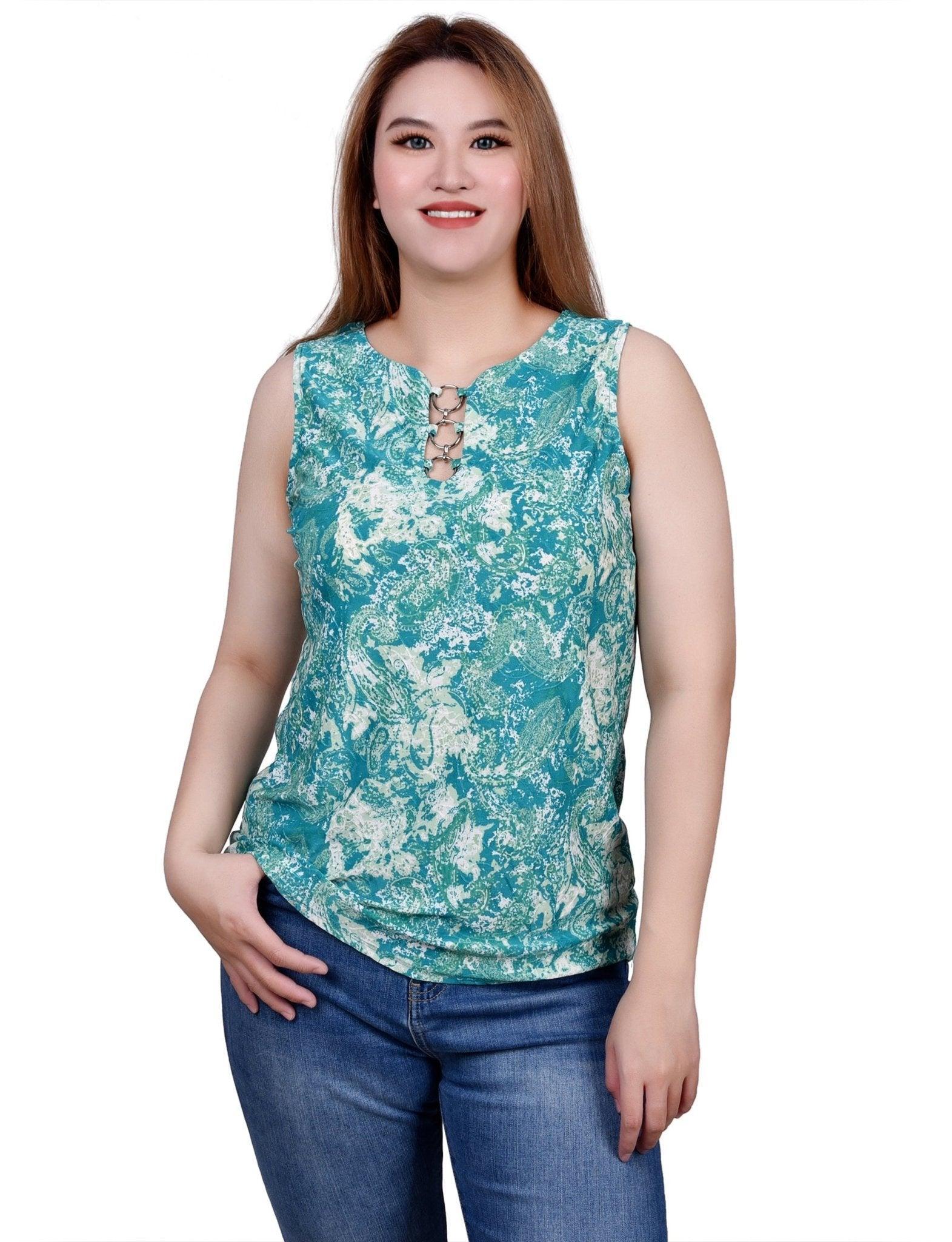 Sleeveless Jacquard Knit Ringed Top Product Image