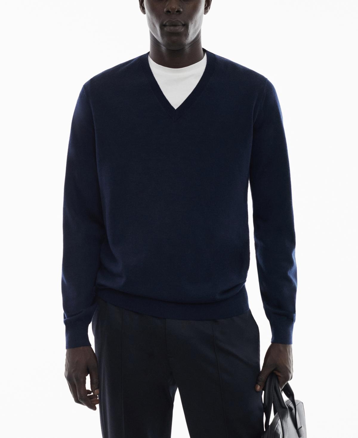 MANGO MAN - 100% merino wool V-neck sweater blackMen Product Image