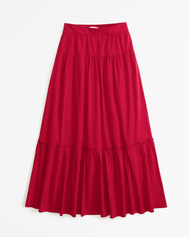 Poplin Tiered Maxi Skirt Product Image