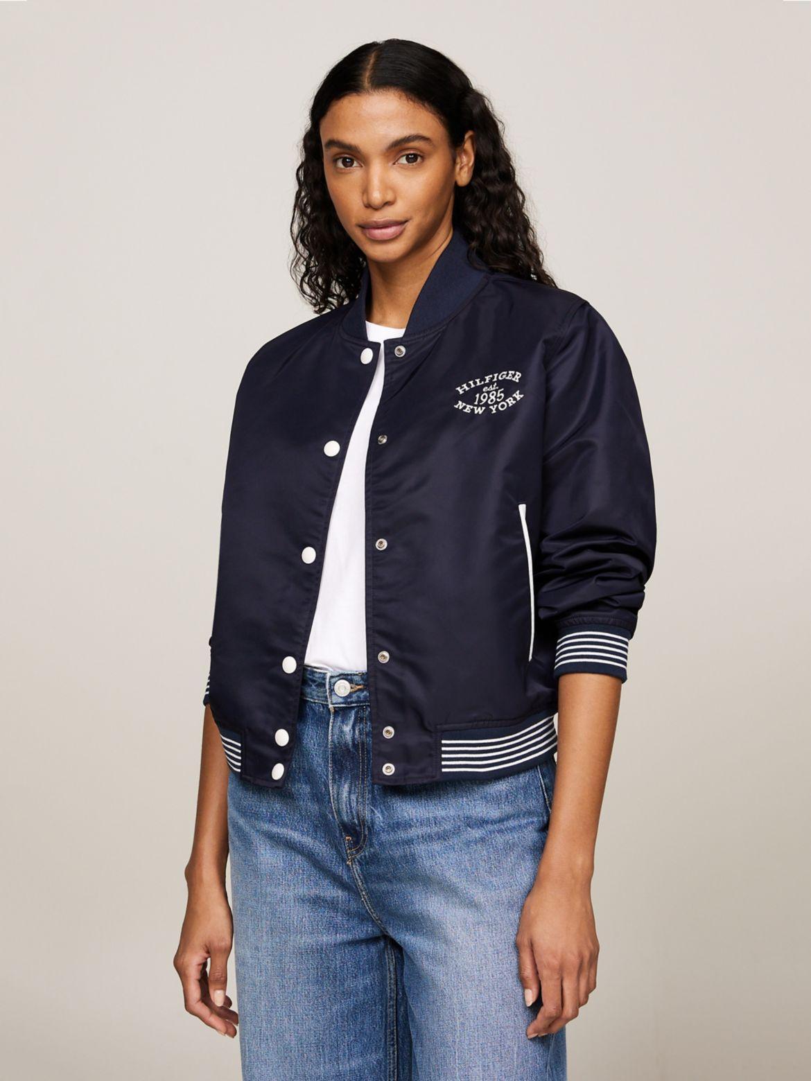 Tommy Hilfiger Women's Water Repellent Varsity Bomber Jacket Product Image