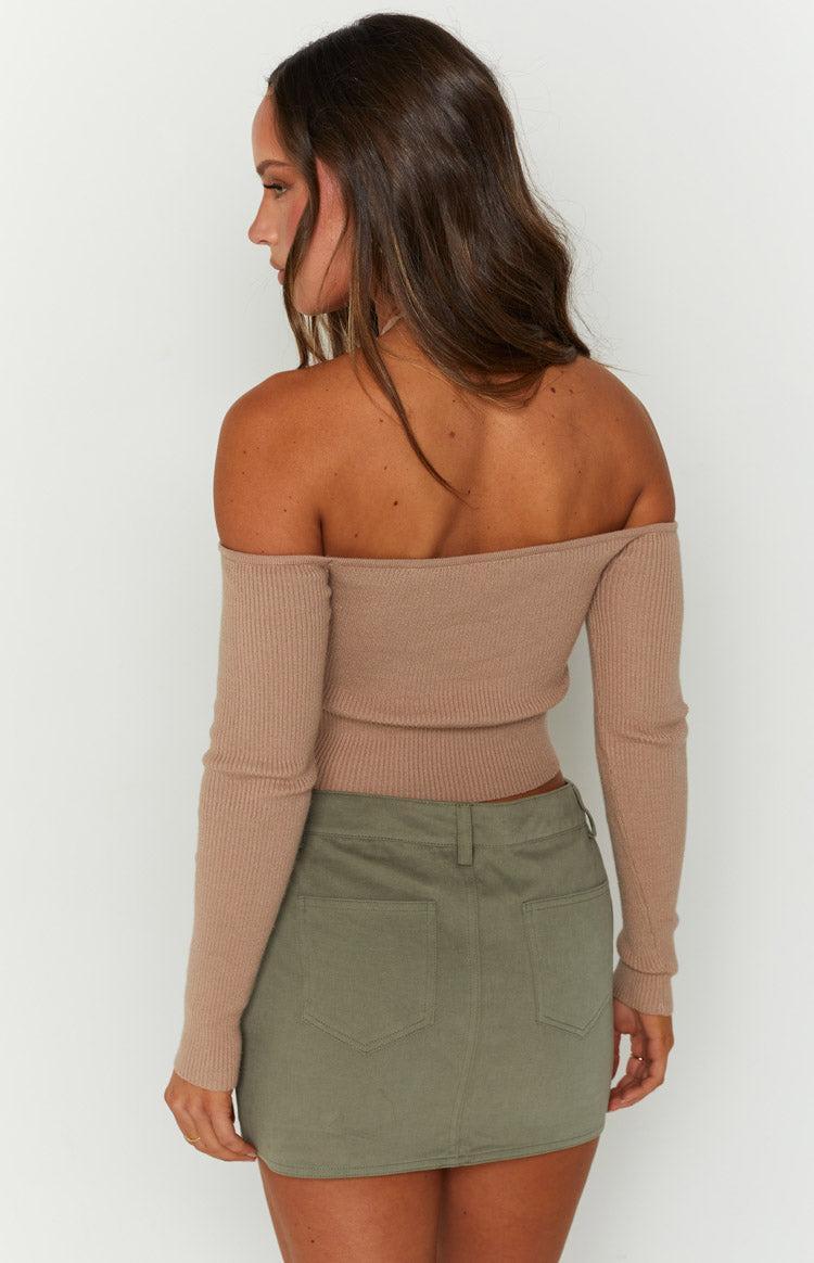 Back For You Light Brown Off Shoulder Top Product Image