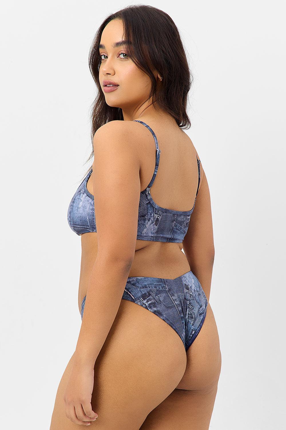 Enzo Cheeky Bikini Bottom - Blue Jean Product Image