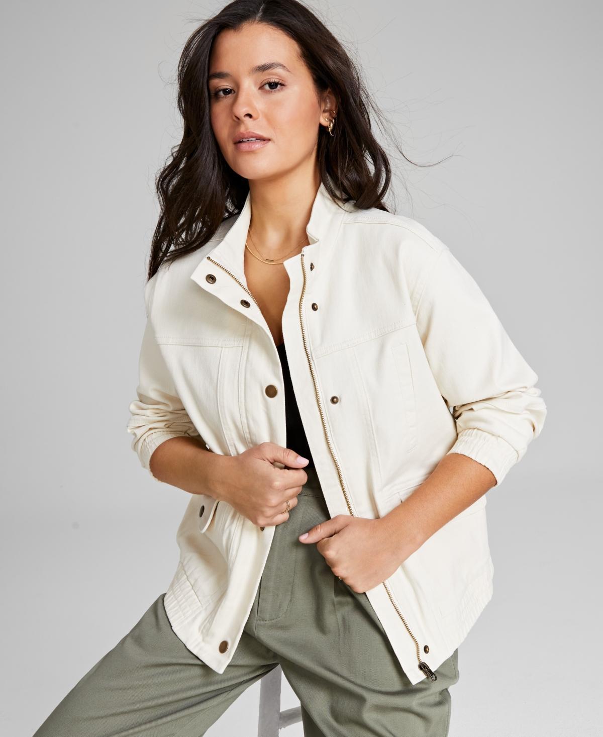 And Now This Womens Denim Bomber Jacket Product Image