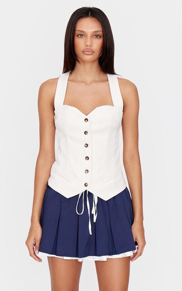 Cream Premium Woven Sweetheart Neck Vest Product Image