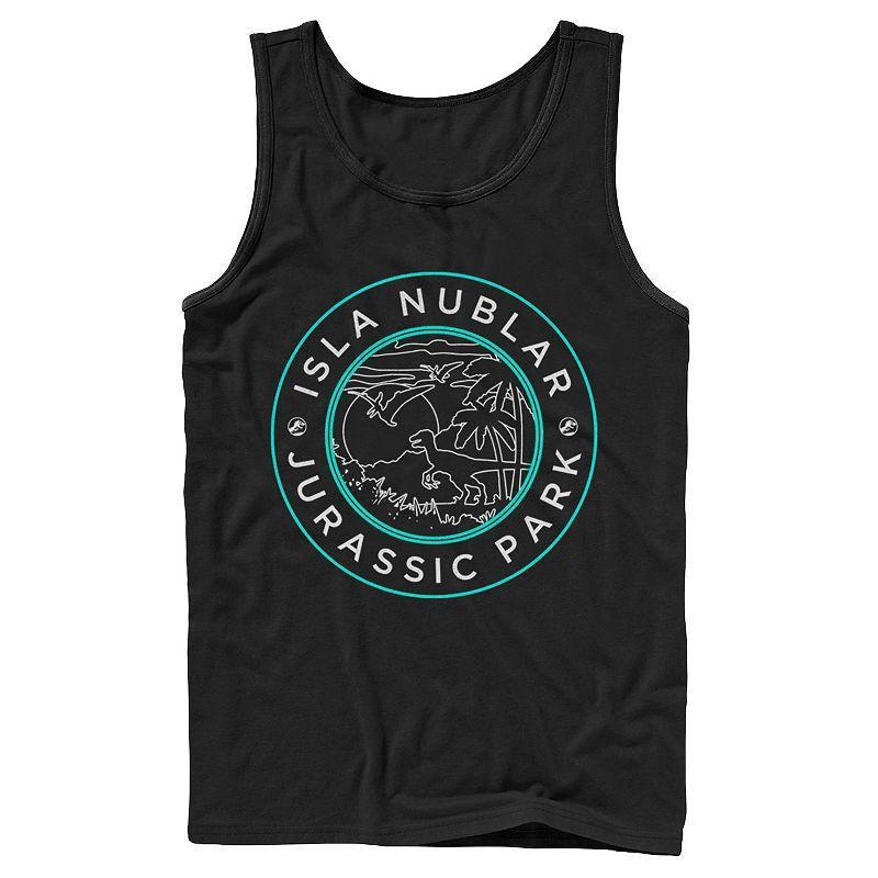 Mens Jurassic Park Isla Nublar Badge Retro Tank Product Image