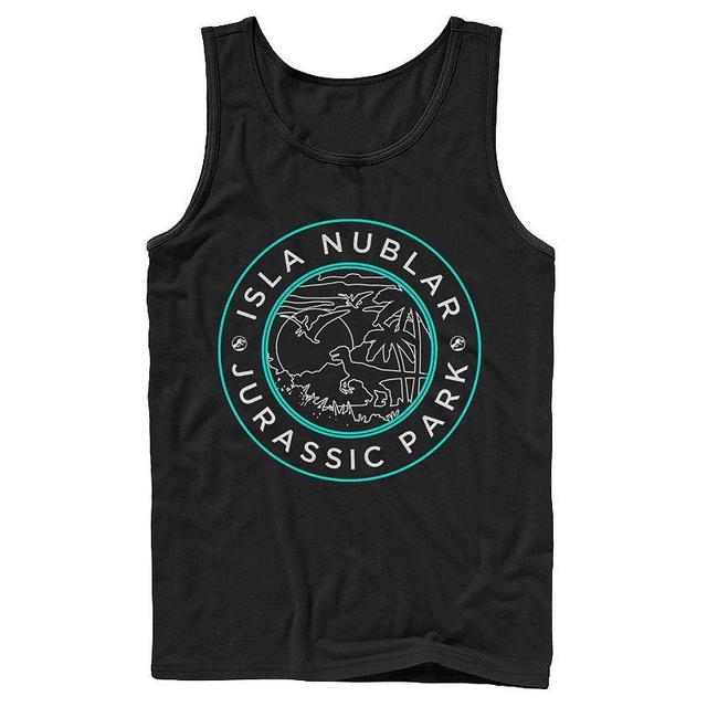 Mens Jurassic Park Isla Nublar Badge Retro Tank Product Image