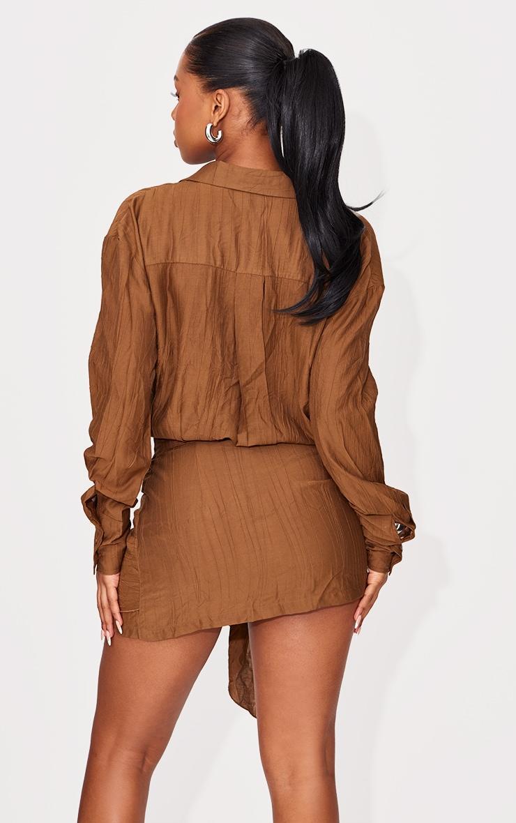 Chocolate Tie Detail Shirt Dress Product Image