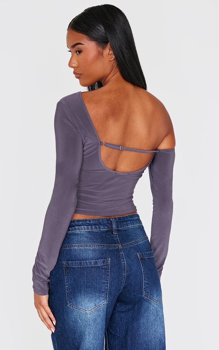 Charcoal Open Back Asymmetric Long Top Product Image