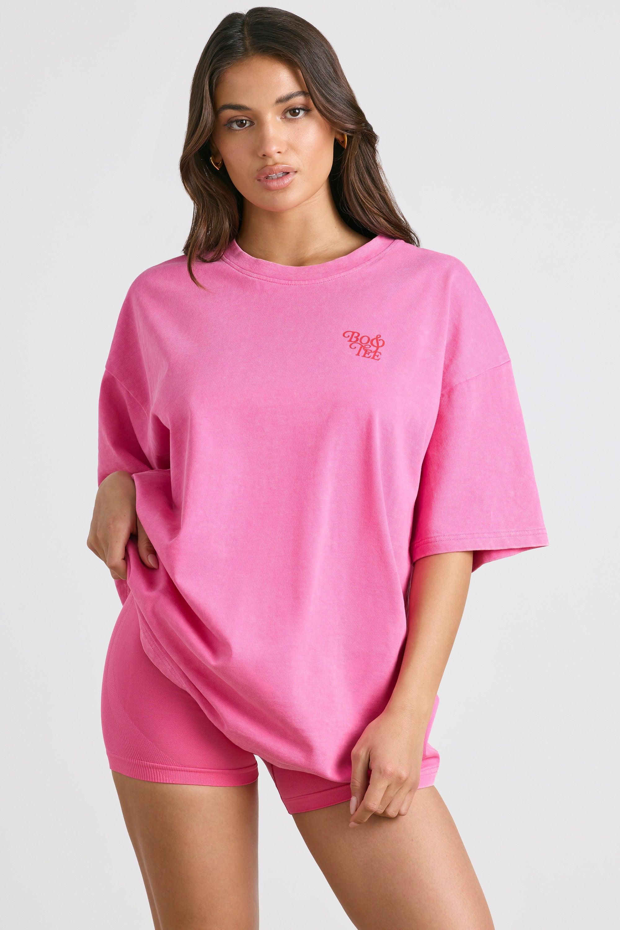 Oversized Short-Sleeve T-shirt in Hot Pink Product Image