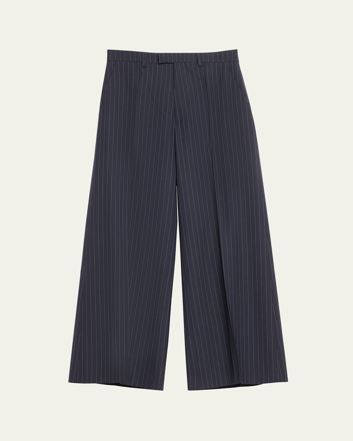 Mens Pinstripe Wide-Leg Pants Product Image