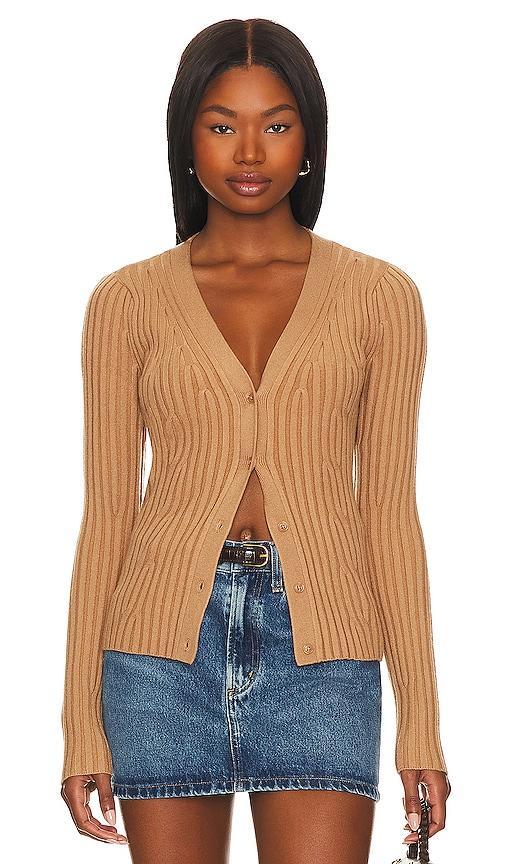 Paige Shirin Cardigan (Dark Camel) Women's Clothing Product Image