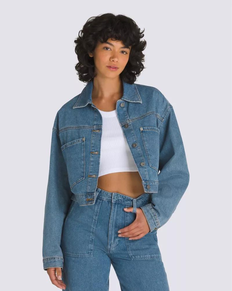 Raynes Denim Crop Trucker Jacket Product Image