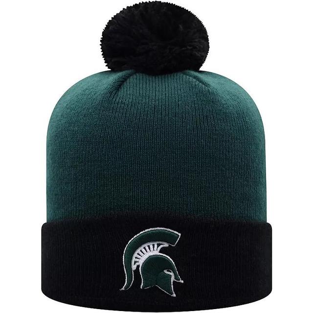 Mens Top of the World /Black Michigan State Spartans Core 2-Tone Cuffed Knit Hat with Pom Product Image