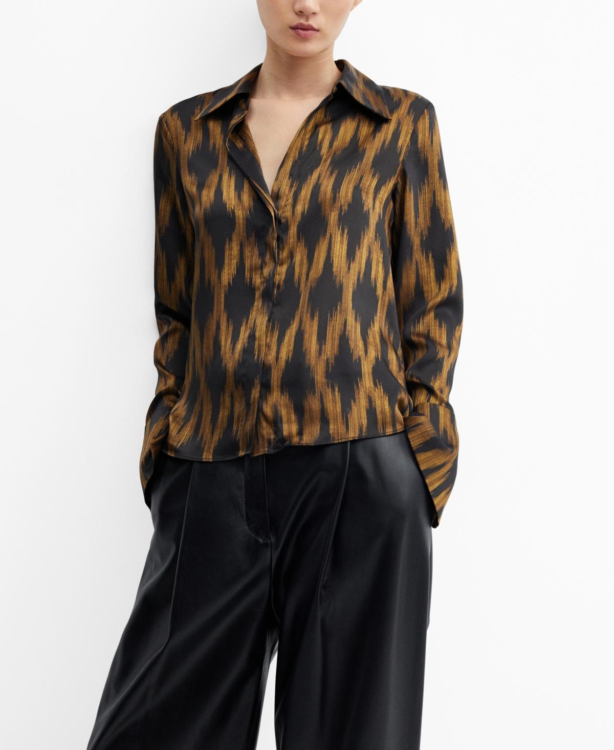 Mango Womens Satin Print Shirt Product Image