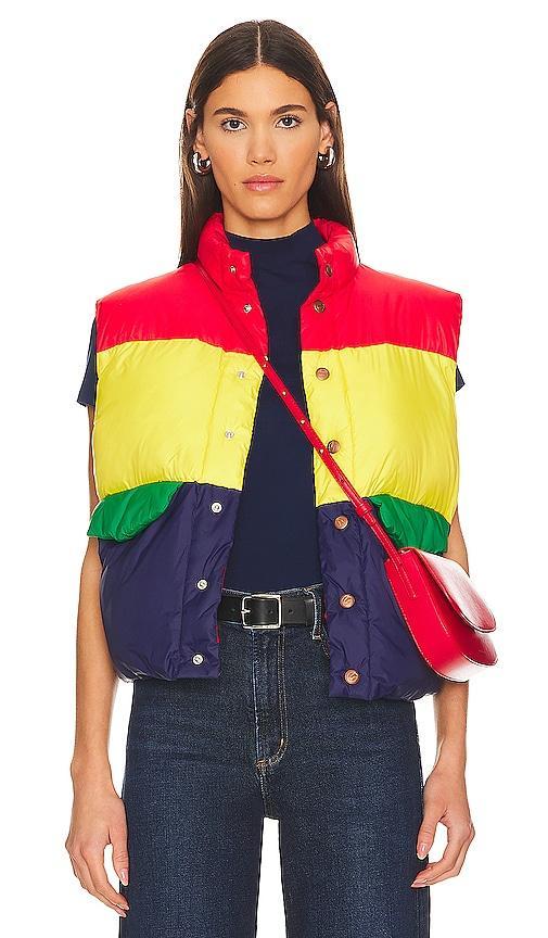 The Pillow Talk Colorblock Puffer Vest In Black Product Image