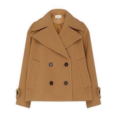 Woolen Cropped Coat In Brown product image