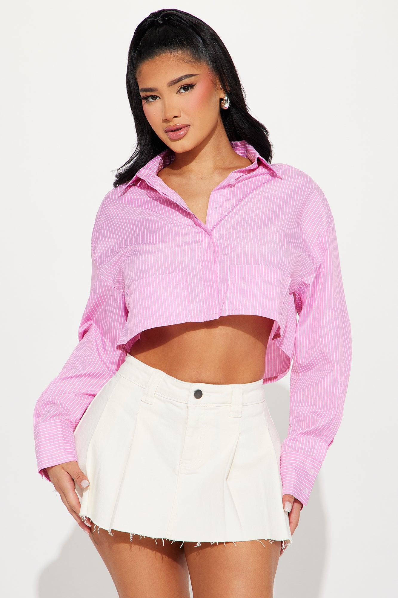 For The Day Striped Shirt - Pink/combo Product Image