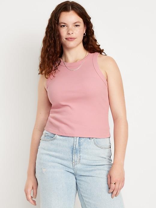 Snug Rib-Knit Crop Tank Top Product Image