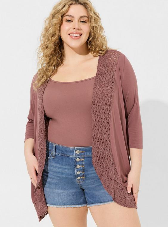 Cardigan 3/4 Sleeve Drape Front product image