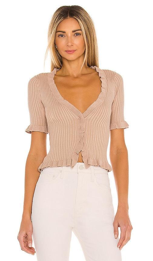 Lovers and Friends Carissa Ruffle Sweater in Nude Product Image