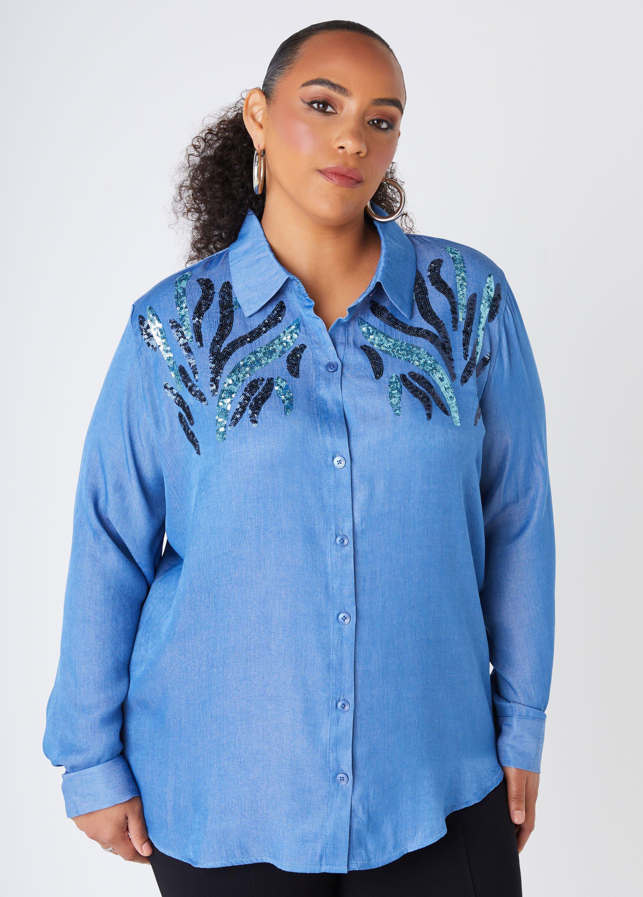 Sequined Chambray Shirt Product Image