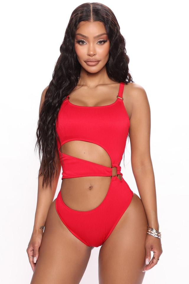 Naps On The Beach Cutout One Piece Swimsuit - Red Product Image