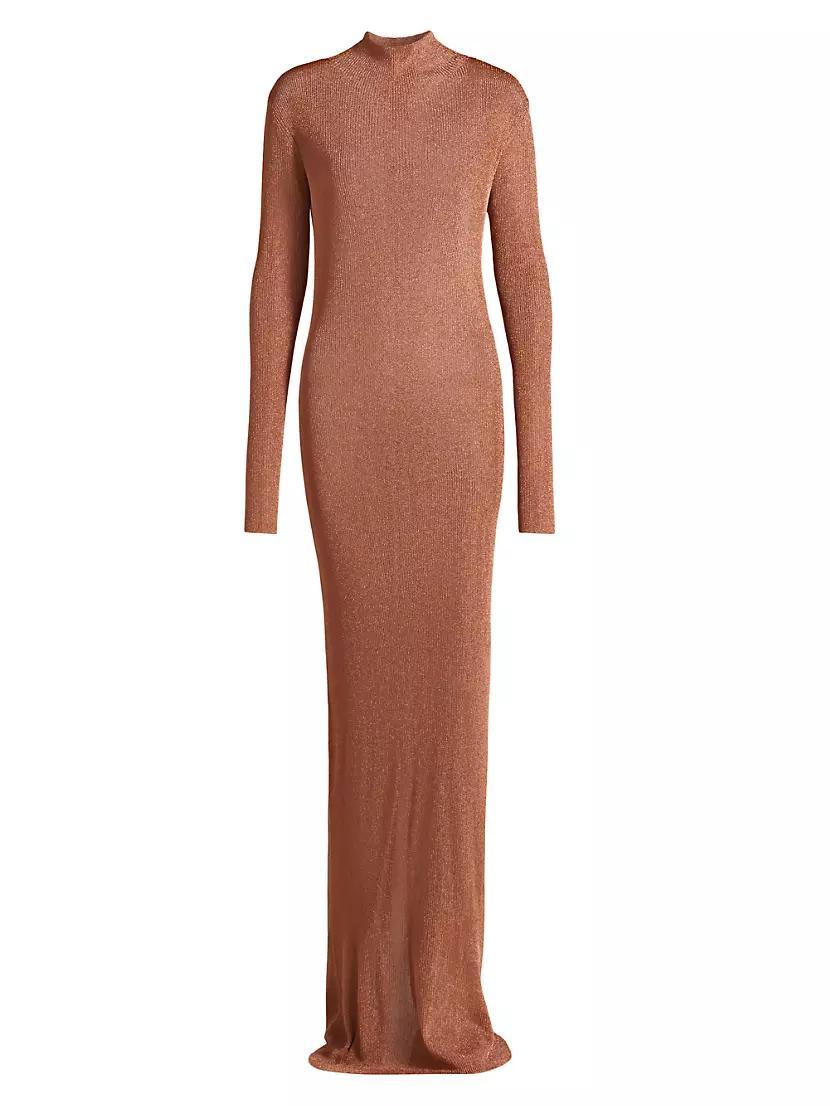 Metallic Stretch Mock Turtleneck Gown Product Image