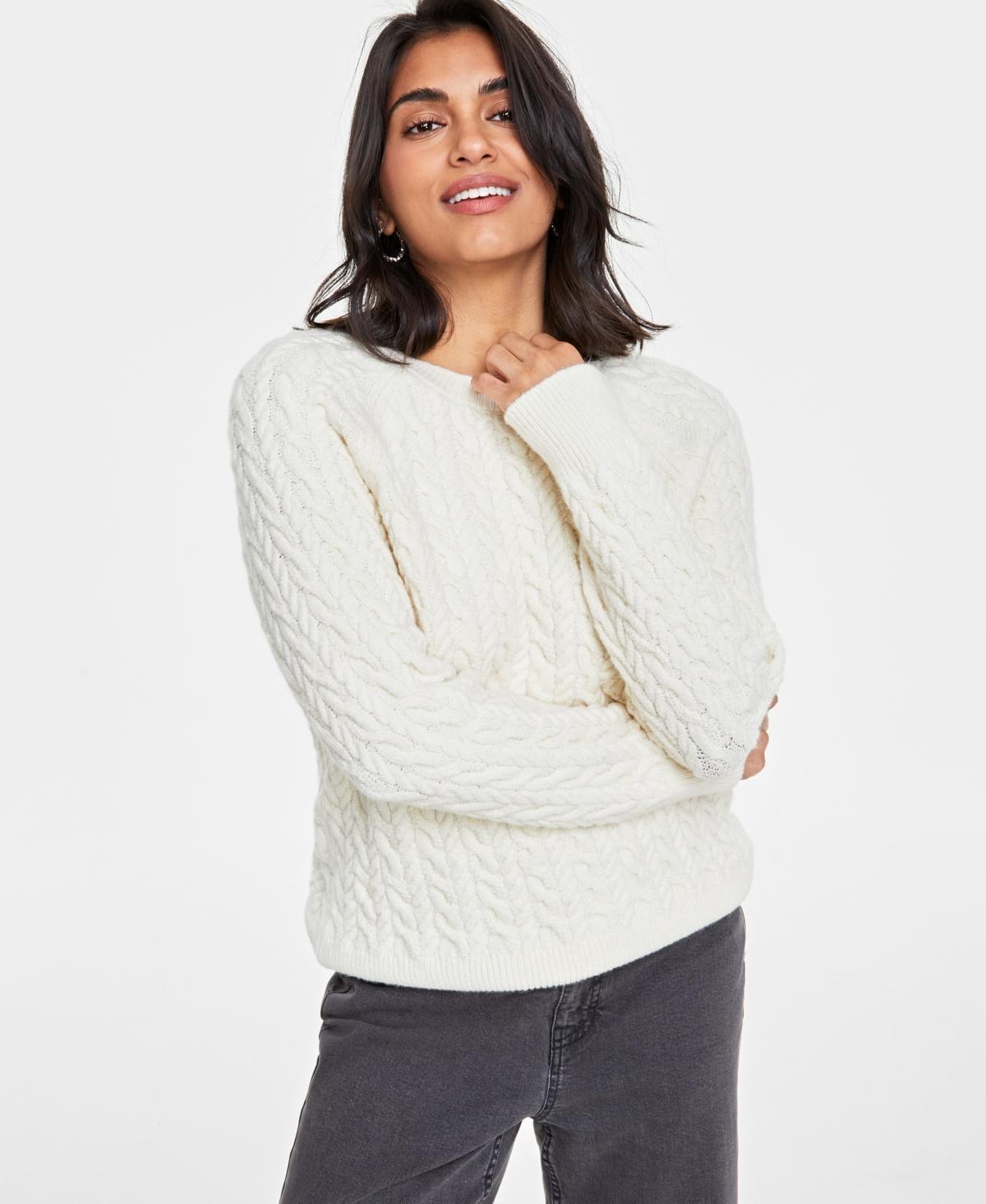 On 34th Womens Cozy Cable-Knit Crewneck Sweater, Created for Macys Product Image