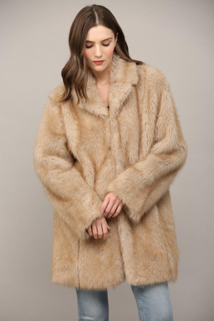 Collared Faux Fur Coat product image