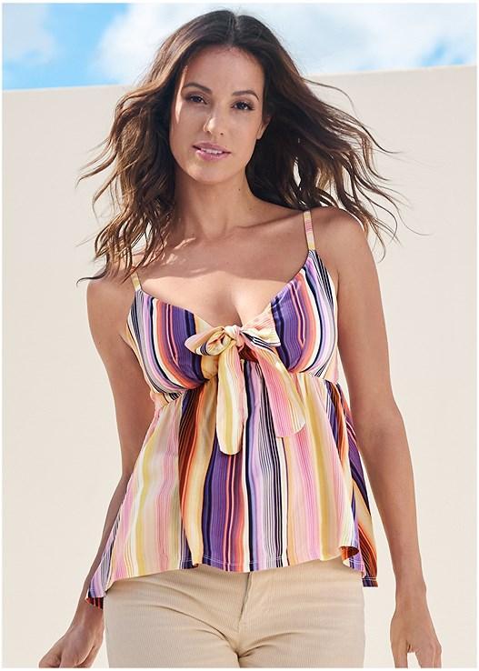 Tie-Front Babydoll Tank Top Product Image