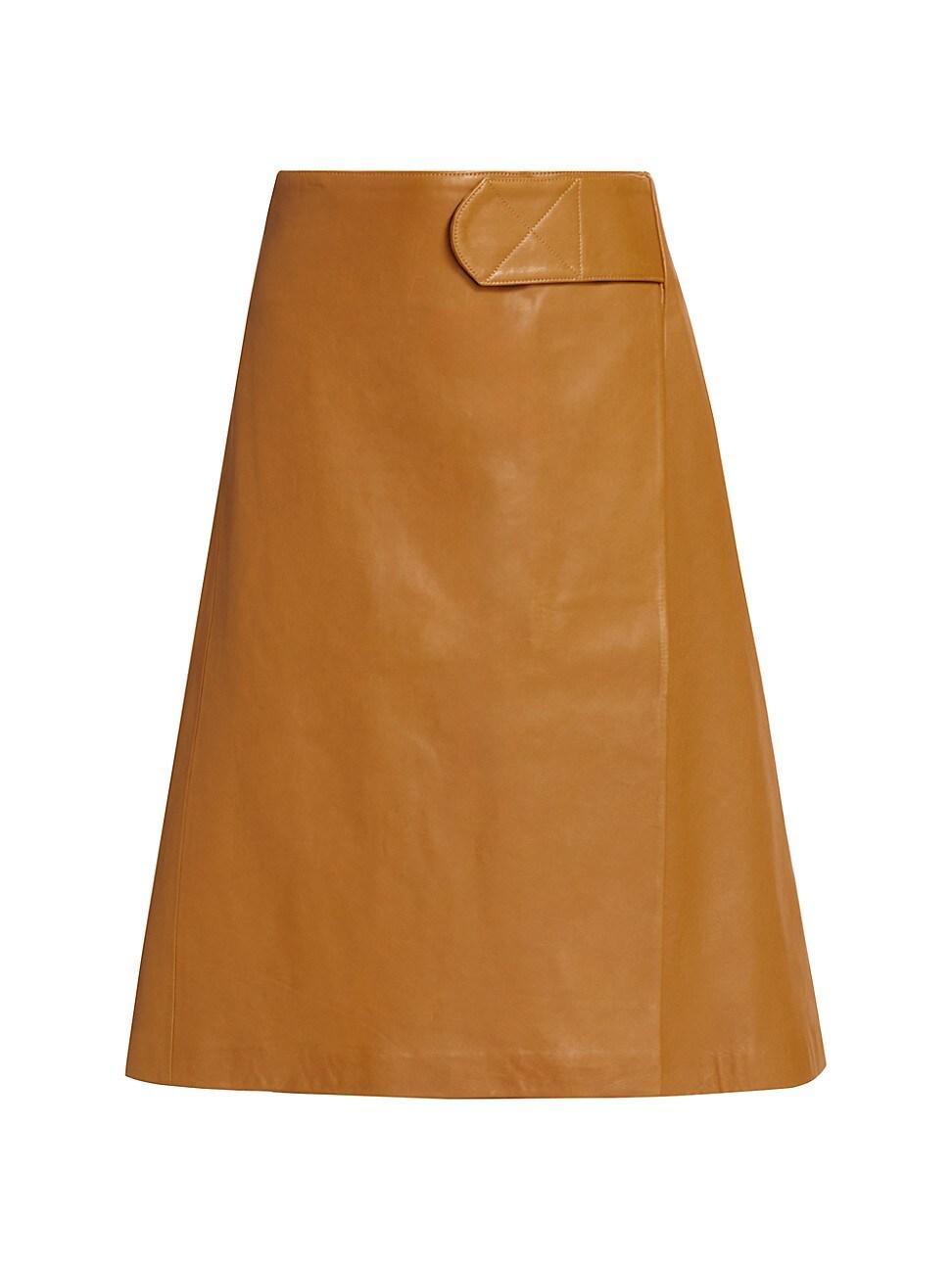 Womens Leather A-Line Midi-Skirt product image