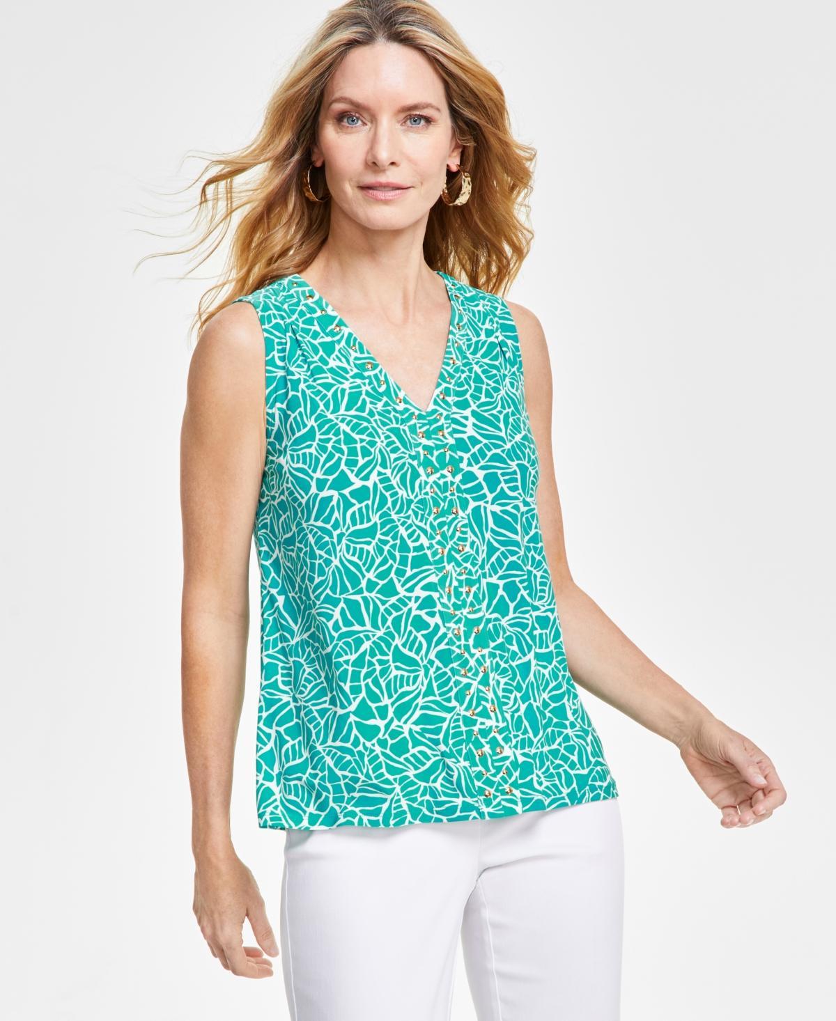 I.n.c. International Concepts Womens V-Neck Stud-Trim Tank Top, Created for Macys Product Image