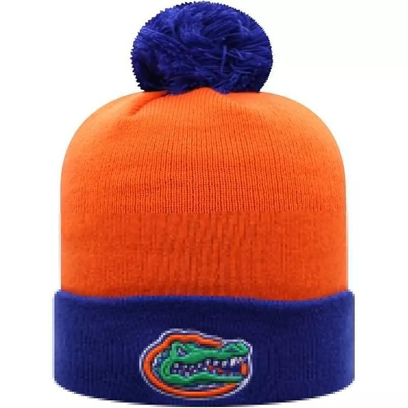 Mens Orange and Royal Florida Gators Core 2-Tone Cuffed Knit Hat with Pom - Orange Product Image