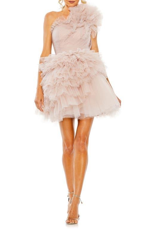 Mac Duggal Ruffle Tulle One-Shoulder Minidress Product Image