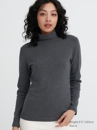 Womens Heattech Ultra Warm High-Neck T-Shirt with Moisture-Wicking Dark Gray XL UNIQLO US Product Image