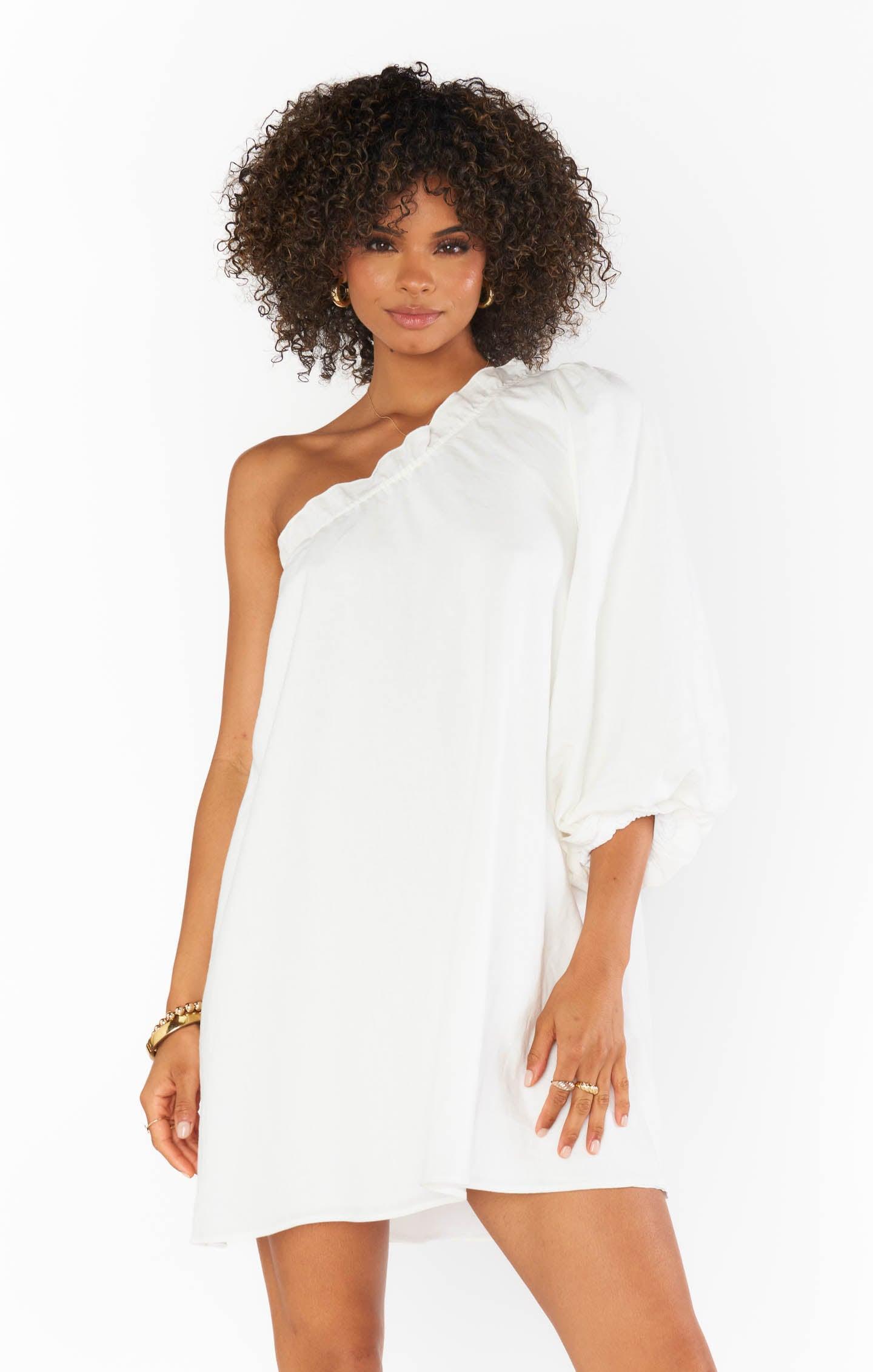 High Volume Mini Dress ~ White Linen Product Image