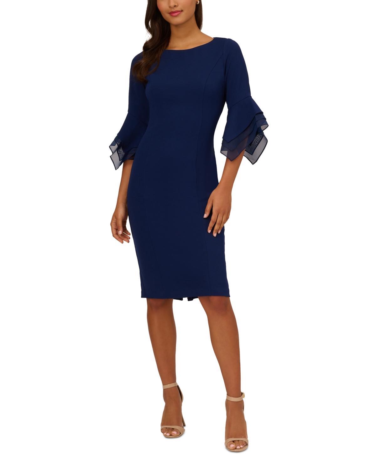 Adrianna Papell Tiered Sleeve Crepe Dress Product Image